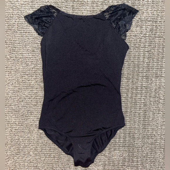 Girl Cap Sleeve Lace Leotard - Picture 1 of 8